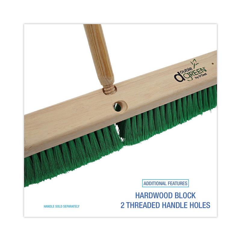 Boardwalk Floor Broom Head, 3" Green Flagged Recycled PET Plastic Bristles, 24" Brush