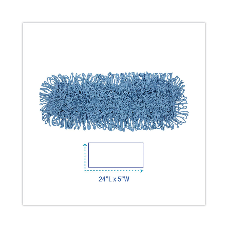 Boardwalk Mop Head, Dust, Looped-End, Cotton/Synthetic Fibers, 24 x 5, Blue
