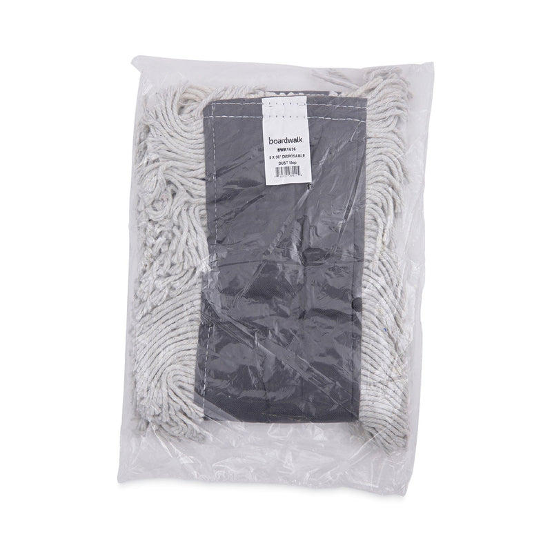 Boardwalk Disposable Dust Mop Head w/Sewn Center Fringe, Cotton/Synthetic, 36w x 5d, White