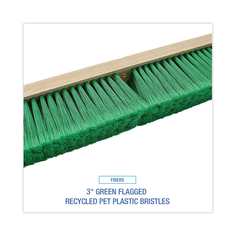 Boardwalk Floor Broom Head, 3" Green Flagged Recycled PET Plastic Bristles, 24" Brush