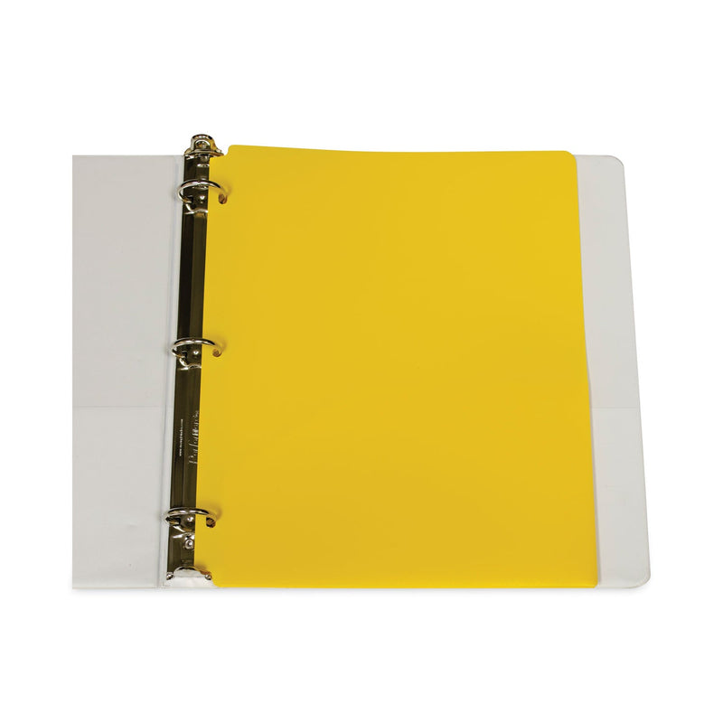 C-Line Two-Pocket Heavyweight Poly Portfolio Folder, 3-Hole Punch, 11 x 8.5, Yellow, 25/Box