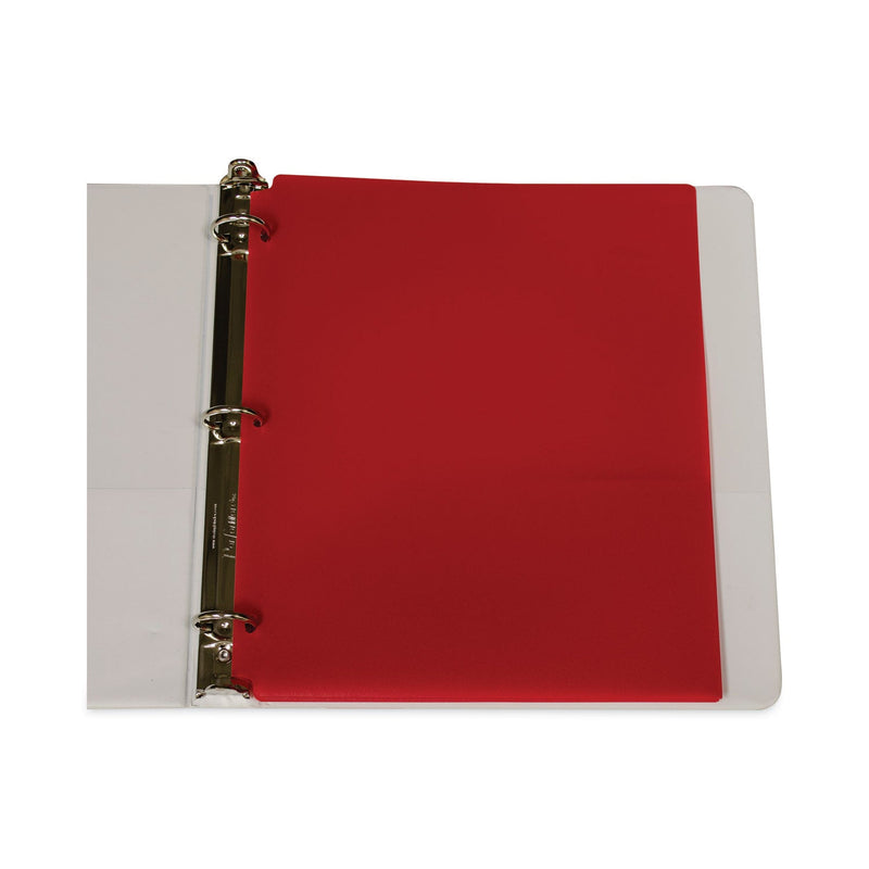 C-Line Two-Pocket Heavyweight Poly Portfolio Folder, 3-Hole Punch, 11 x 8.5, Red, 25/Box