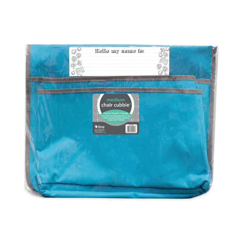 C-Line Chair Cubbies for Most Classroom Chair Styles, Medium, 16.37" x 13.5", Fabric/Vinyl, Seaside Blue