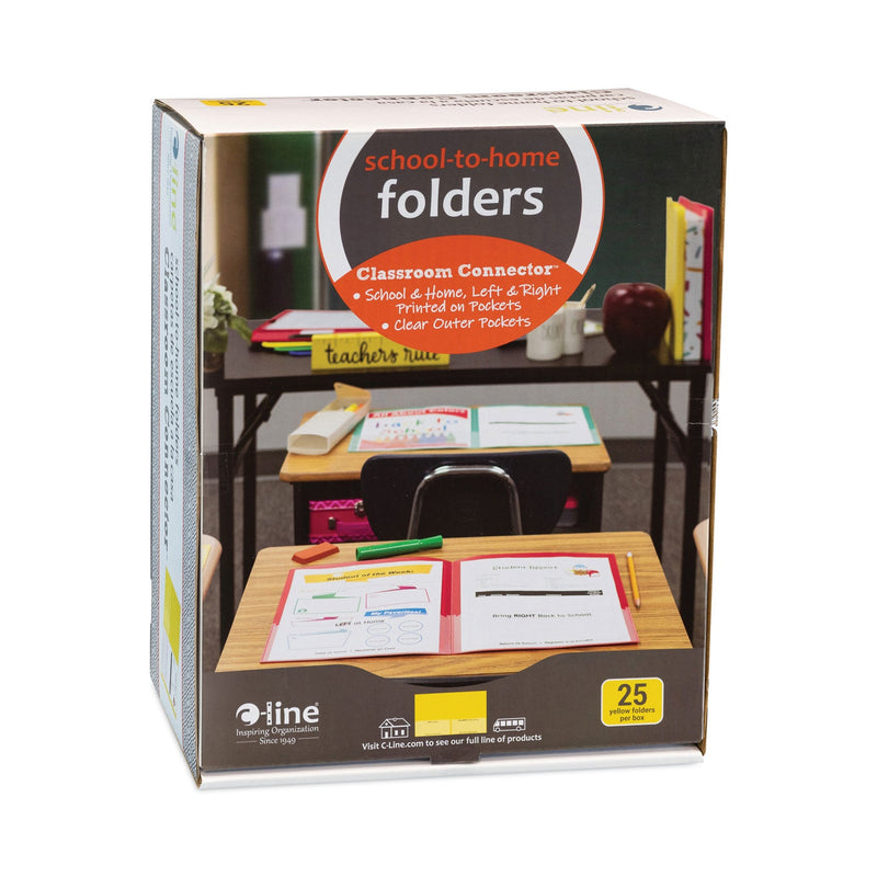 C-Line Classroom Connector Folders, 11 x 8.5, Yellow, 25/Box