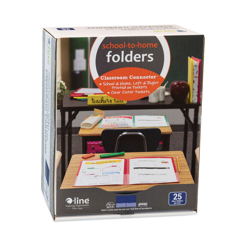 C-Line Classroom Connector Folders, 11 x 8.5, Blue, 25/Box