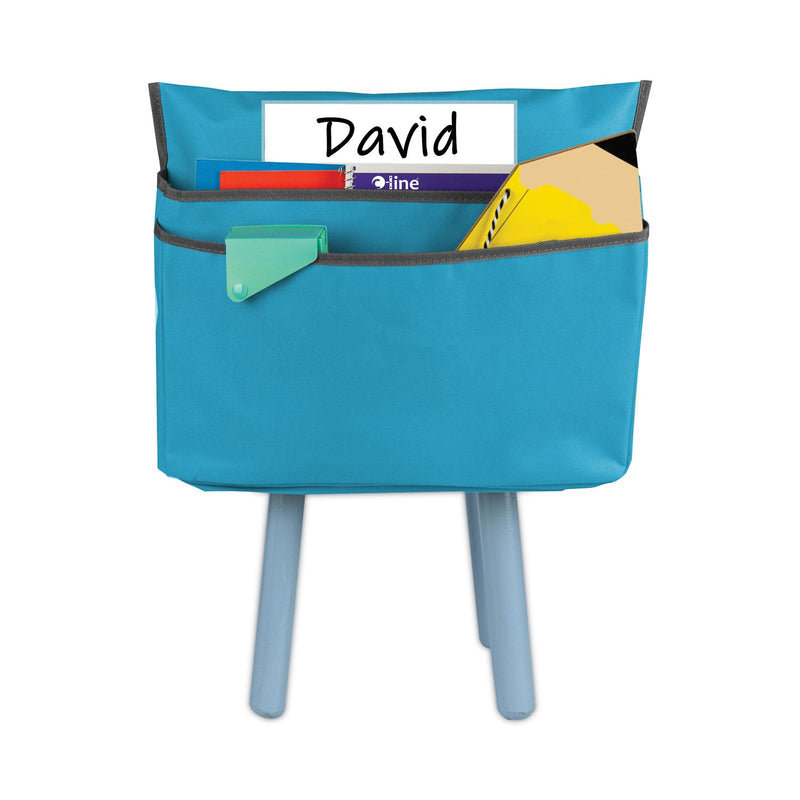 C-Line Chair Cubbies for Most Classroom Chair Styles, Medium, 16.37" x 13.5", Fabric/Vinyl, Seaside Blue