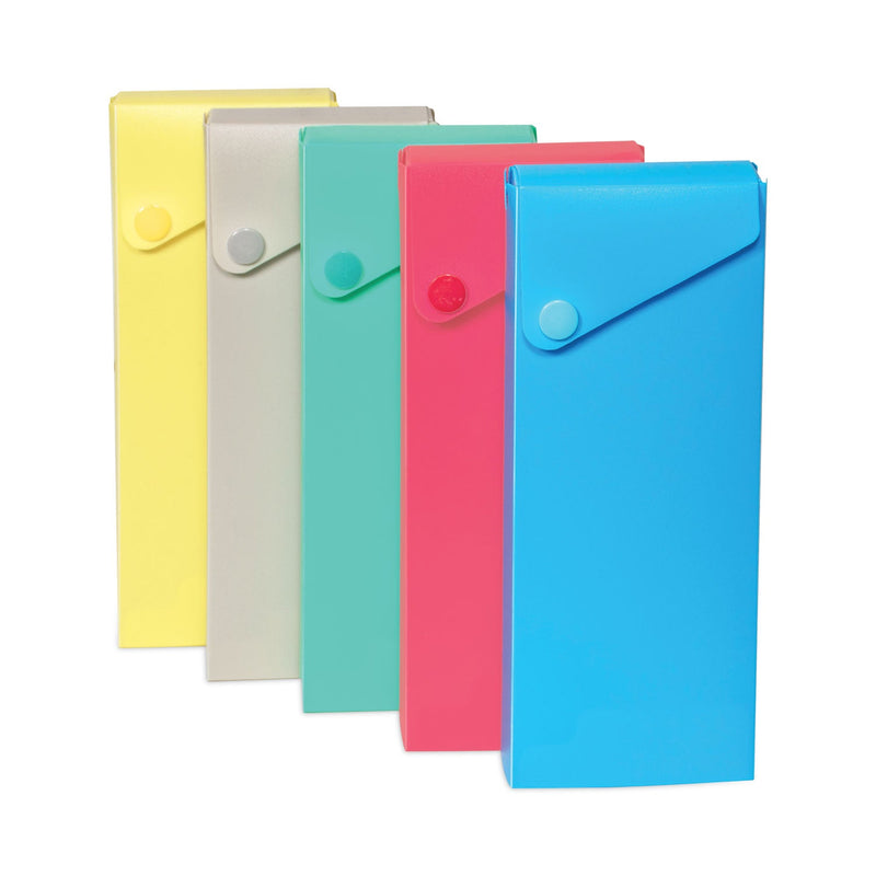 C-Line Slider Pencil Case, 11.43 x 9.5 x 0.6, Sandy Gray, Seafoam Green, Seaside Blue, Sunset Red, Sunny Yellow, 24/Carton