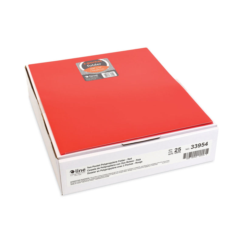 C-Line Two-Pocket Heavyweight Poly Portfolio Folder, 11 x 8.5, Red, 25/Box