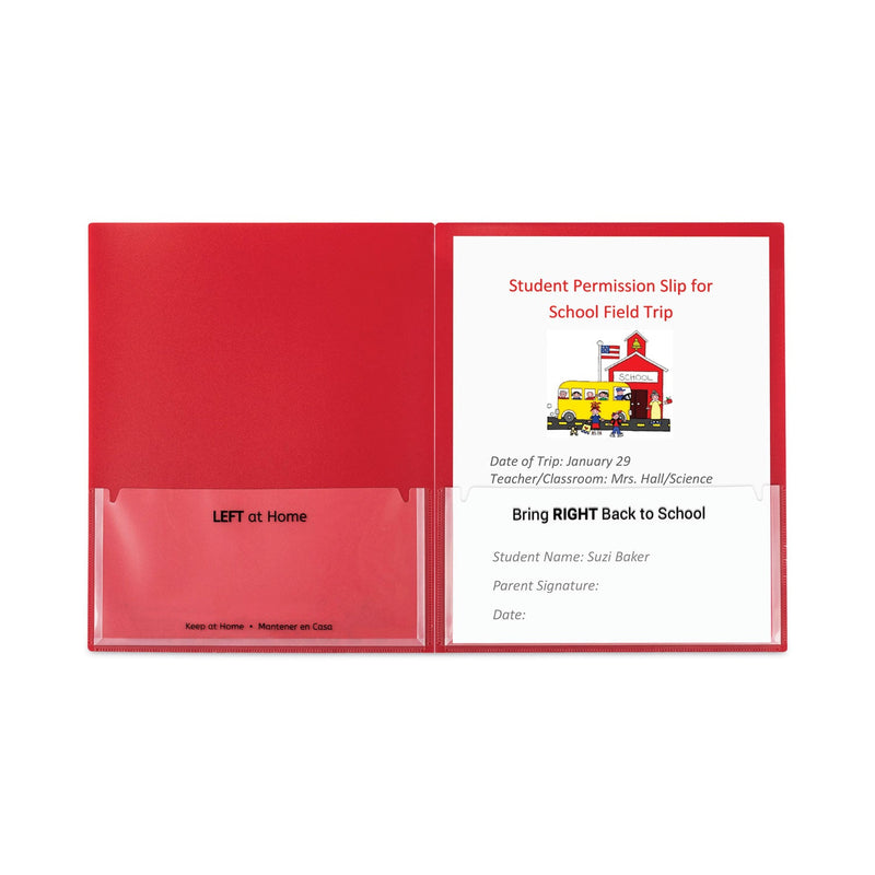 C-Line Classroom Connector Folders, 11 x 8.5, Red, 25/Box
