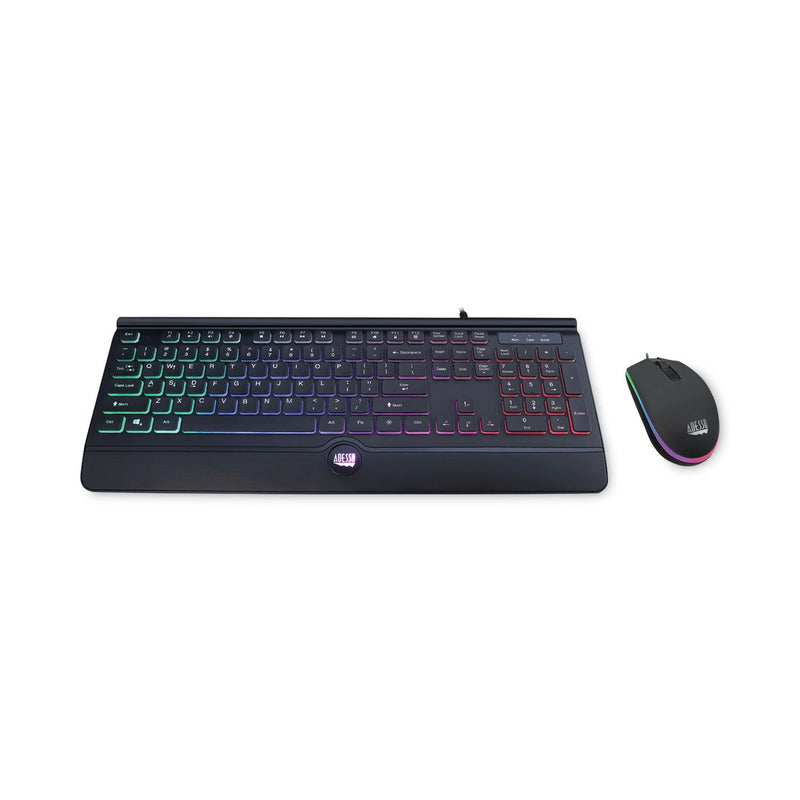 Adesso Backlit Gaming Keyboard and Mouse Combo, USB, Black