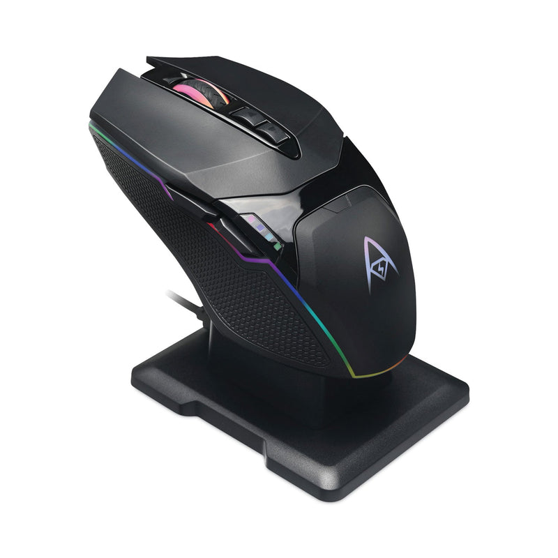 Adesso iMouse X50 Series Gaming Mouse with Charging Cradle, 2.4 GHz Frequency/33 ft Wireless Range, Left/Right Hand Use, Black