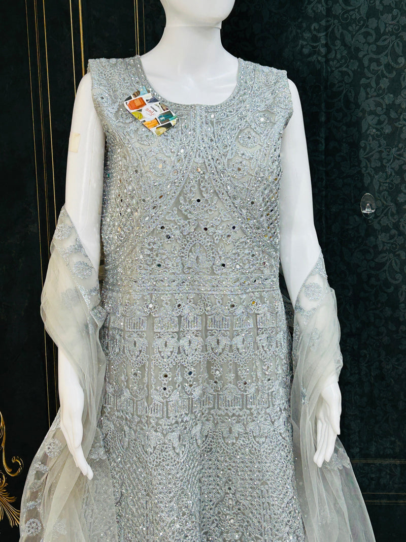 Silver Grey : Heavy party wear dress
