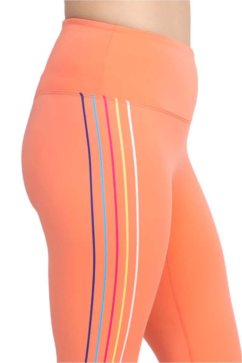 Activology Mid Waist Banded Rubber Rainbow Strip 7-8 Interlock Leggings