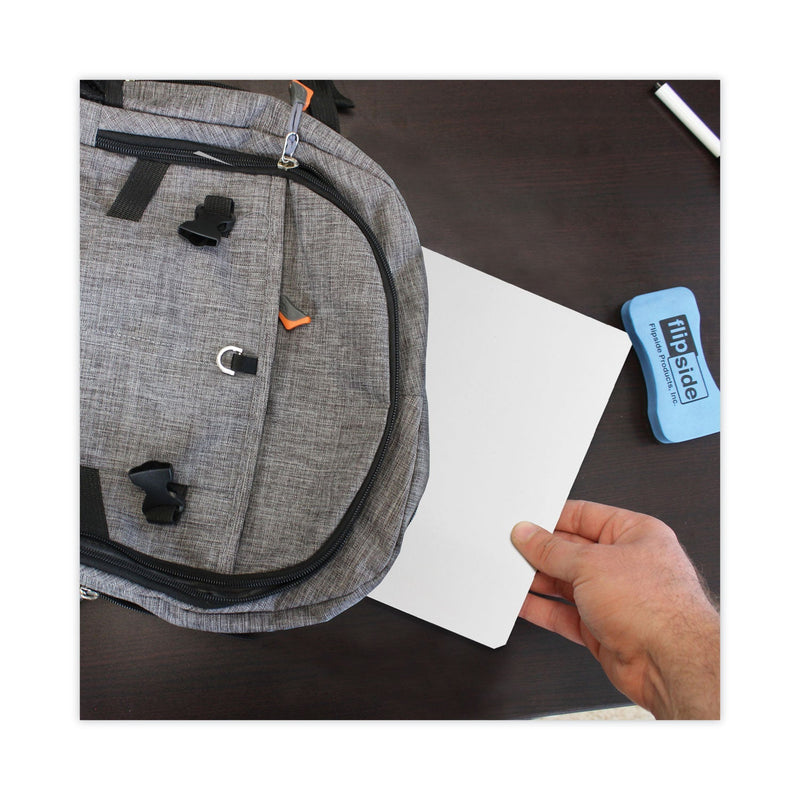 Flipside Dry Erase Board Set, 12 x 9, White, Black Markers, 12/Pack