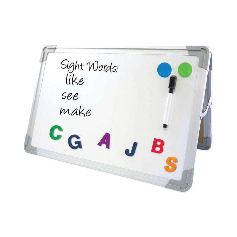 Flipside Dual-Sided Desktop Dry Erase Board, 18 x 12, White Surface with Aluminum Frame
