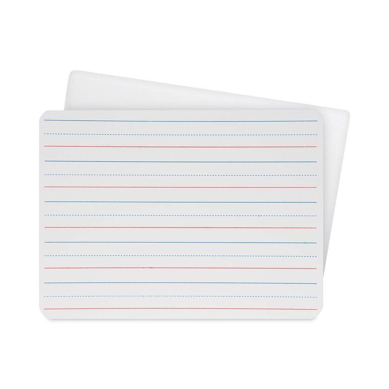 Flipside Two-Sided Red and Blue Ruled Dry Erase Board, 12 x 9, Ruled White Front, Unruled White Back, 24/Pack