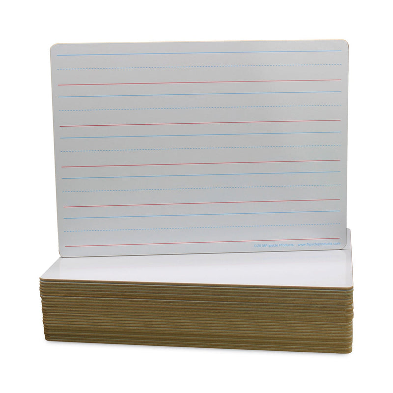 Flipside Two-Sided Red and Blue Ruled Dry Erase Board, 12 x 9, Ruled White Front, Unruled White Back, 24/Pack