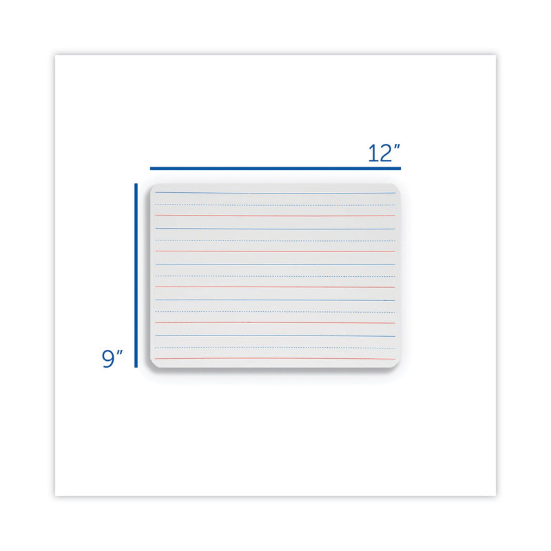 Flipside Two-Sided Red and Blue Ruled Dry Erase Board, 12 x 9, Ruled White Front, Unruled White Back, 12/Pack