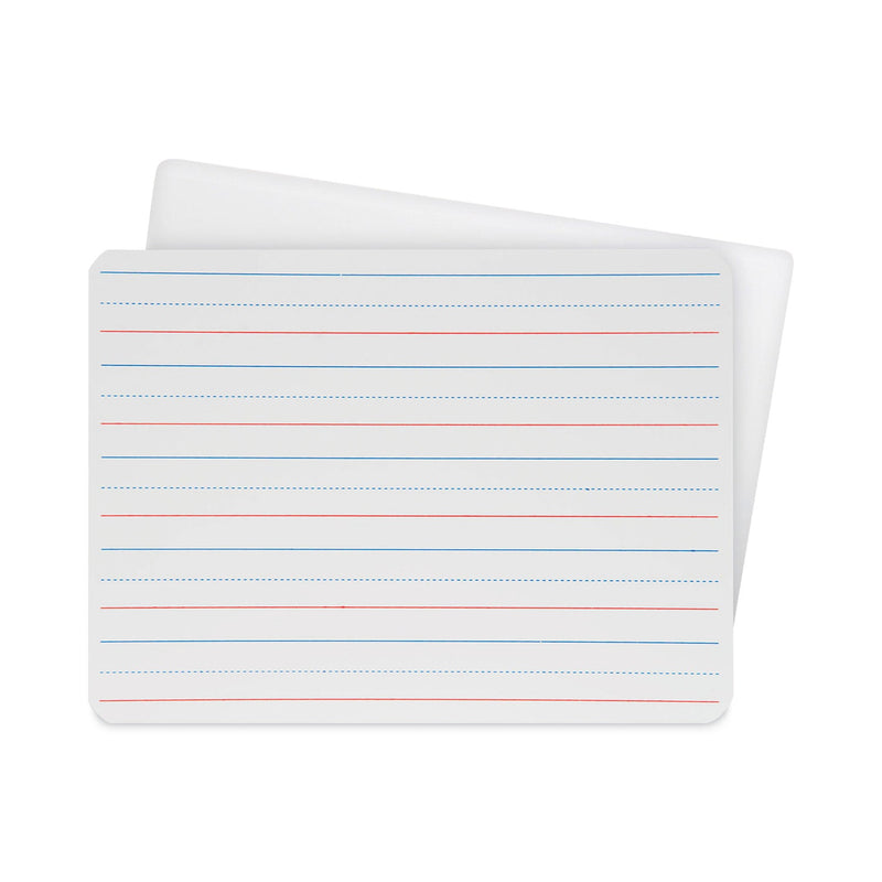 Flipside Two-Sided Red and Blue Ruled Dry Erase Board, 12 x 9, Ruled White Front, Unruled White Back, 12/Pack
