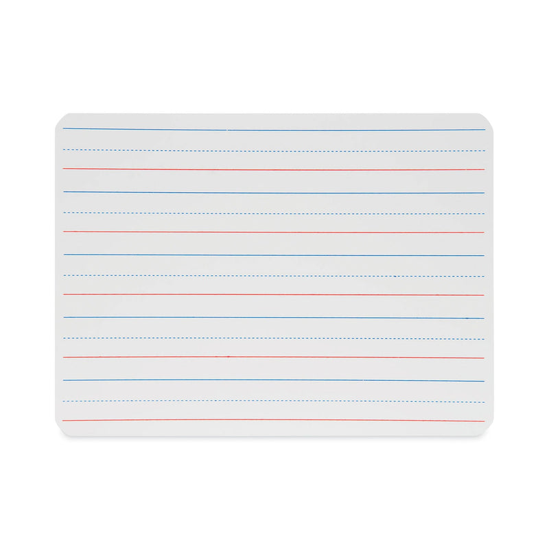 Flipside Magnetic Two-Sided Red and Blue Ruled Dry Erase Board, 12 x 9, Ruled White Front, Unruled White Back, 12/Pack