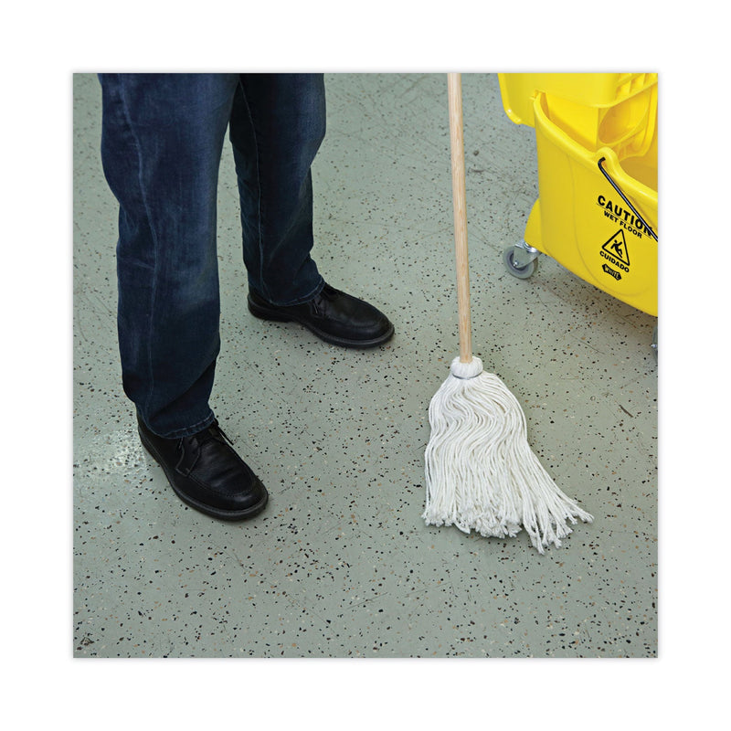 Boardwalk Handle/Deck Mops, 16 oz White Rayon Head, 48" Oak Wood Handle