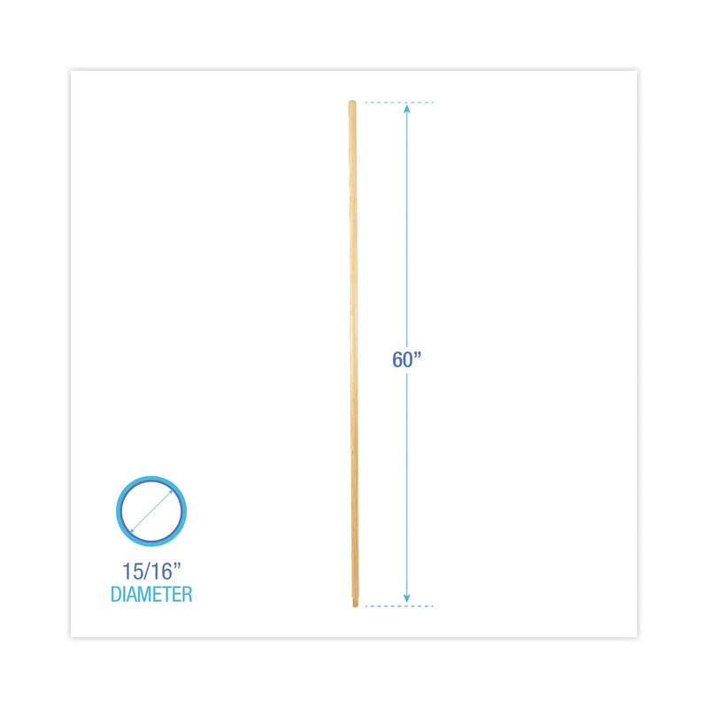 Boardwalk Threaded End Broom Handle, Lacquered Wood, 0.94" dia x 60", Natural