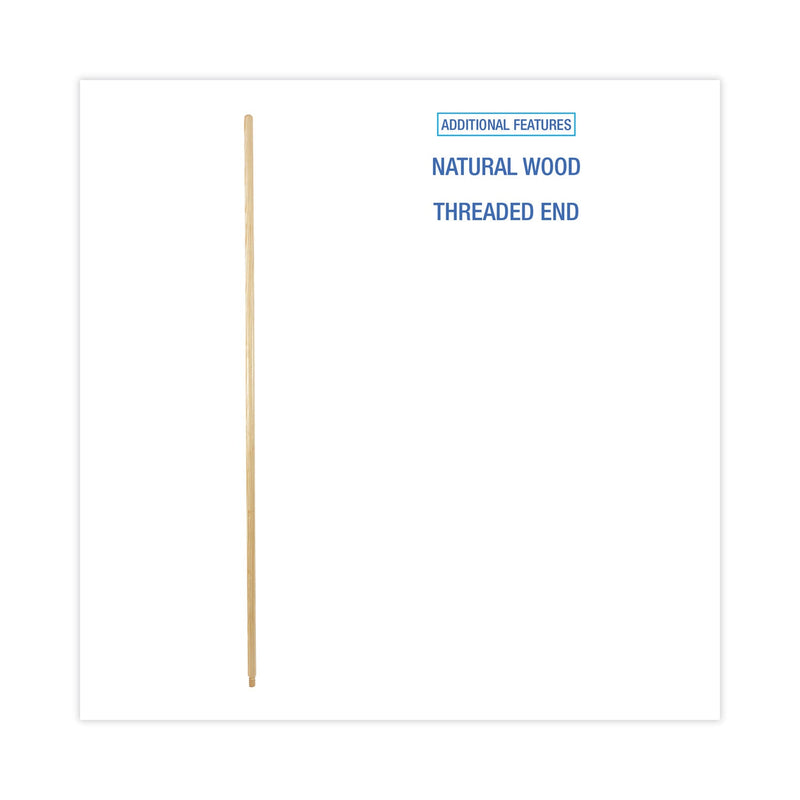 Boardwalk Threaded End Broom Handle, Lacquered Wood, 0.94" dia x 60", Natural