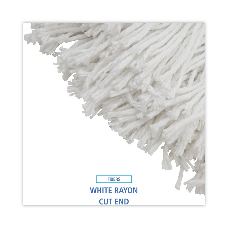 Boardwalk Premium Cut-End Wet Mop Heads, Rayon, 16oz, White, 12/Carton
