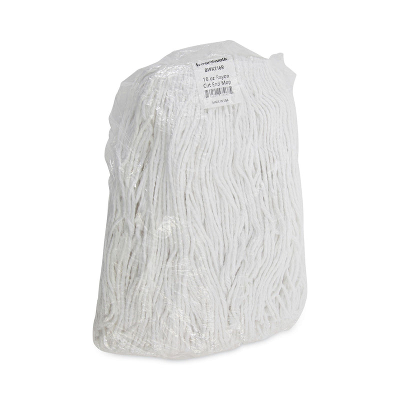 Boardwalk Premium Cut-End Wet Mop Heads, Rayon, 16oz, White, 12/Carton