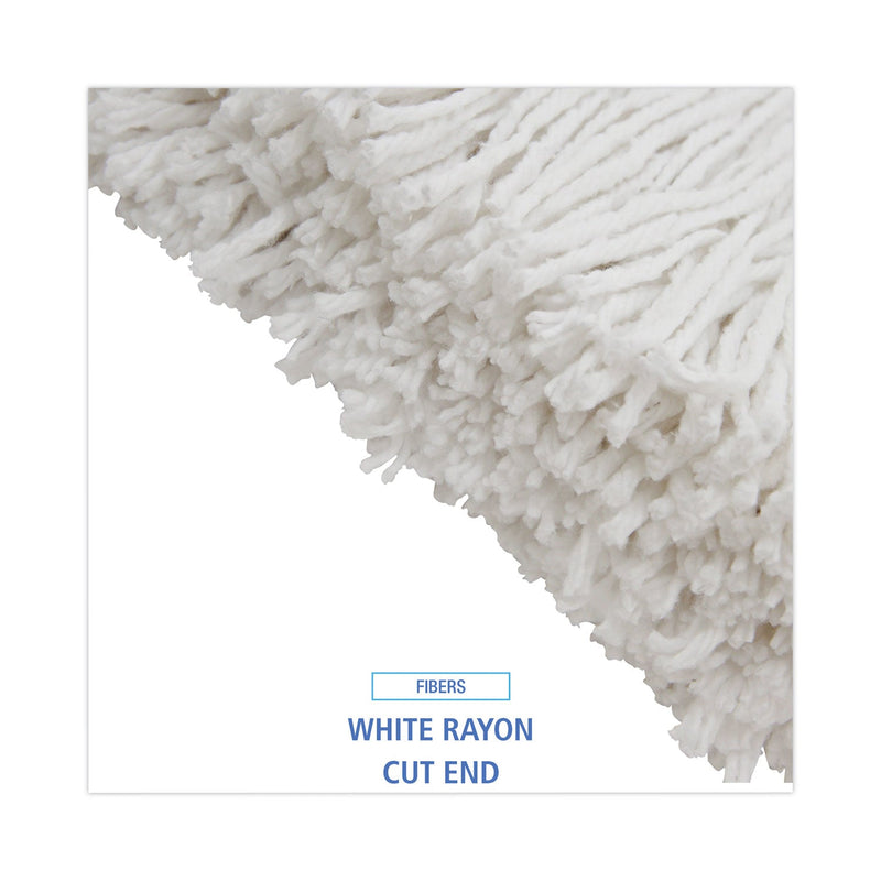 Boardwalk Premium Cut-End Wet Mop Heads, Rayon, 20oz, White, 12/Carton