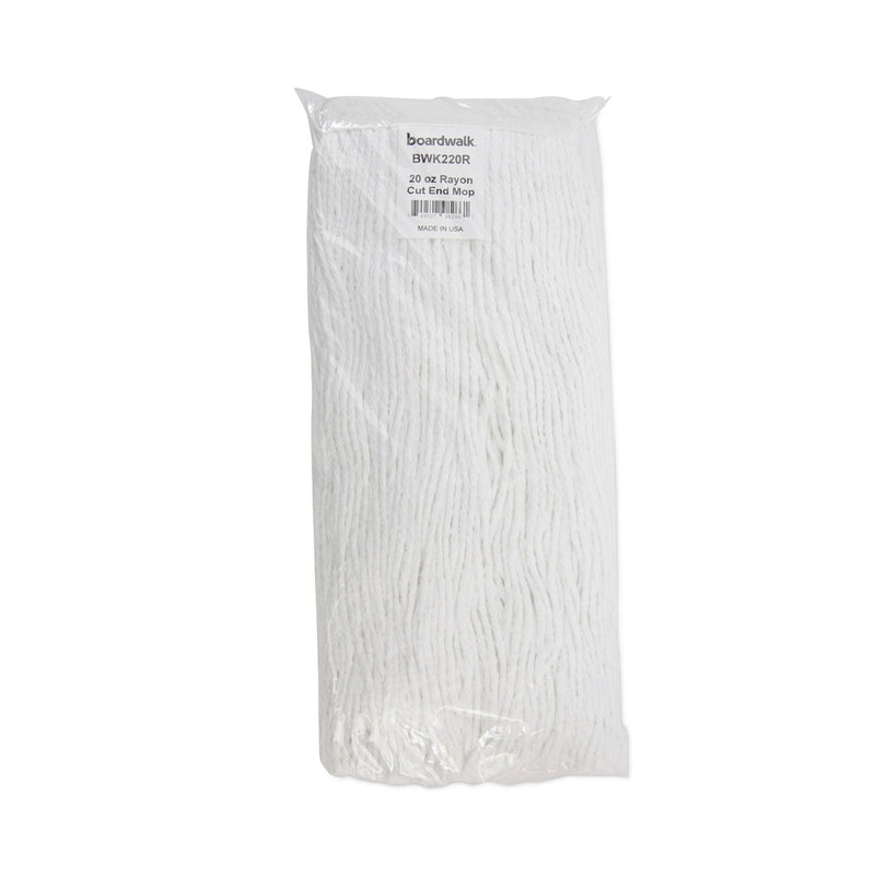 Boardwalk Premium Cut-End Wet Mop Heads, Rayon, 20oz, White, 12/Carton