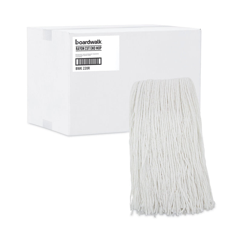 Boardwalk Premium Cut-End Wet Mop Heads, Rayon, 20oz, White, 12/Carton
