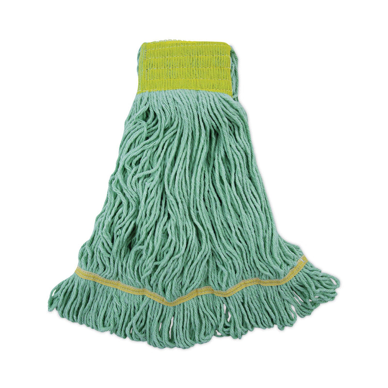 Boardwalk EcoMop Looped-End Mop Head, Recycled Fibers, Large Size, Green, 12/Carton