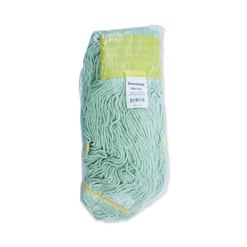 Boardwalk EcoMop Looped-End Mop Head, Recycled Fibers, Large Size, Green, 12/Carton