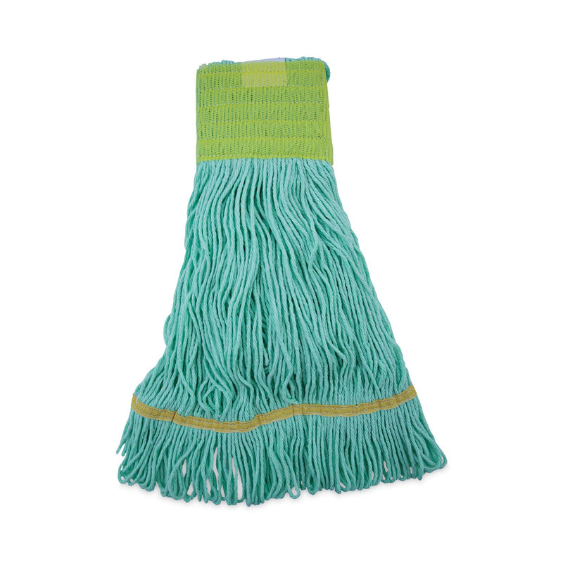 Boardwalk EcoMop Looped-End Mop Head, Recycled Fibers, Medium Size, Green, 12/Carton