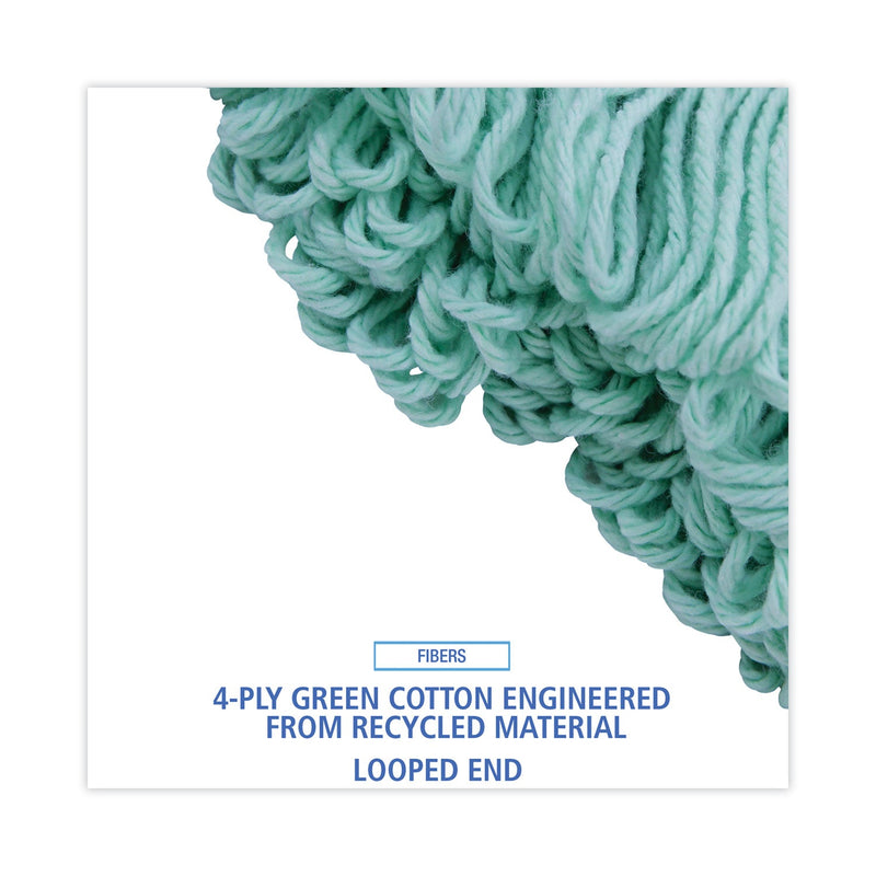 Boardwalk EcoMop Looped-End Mop Head, Recycled Fibers, Medium Size, Green