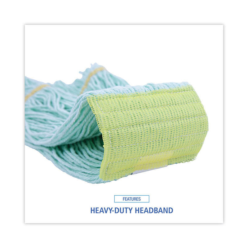 Boardwalk EcoMop Looped-End Mop Head, Recycled Fibers, Extra Large Size, Green, 12/CT
