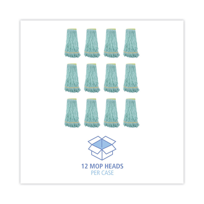 Boardwalk EcoMop Looped-End Mop Head, Recycled Fibers, Extra Large Size, Green, 12/CT