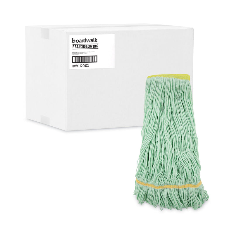 Boardwalk EcoMop Looped-End Mop Head, Recycled Fibers, Extra Large Size, Green, 12/CT