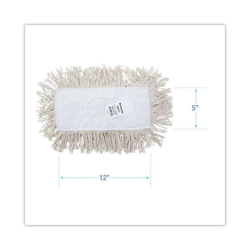 Boardwalk Mop Head, Dust, Cotton, 12 x 5, White