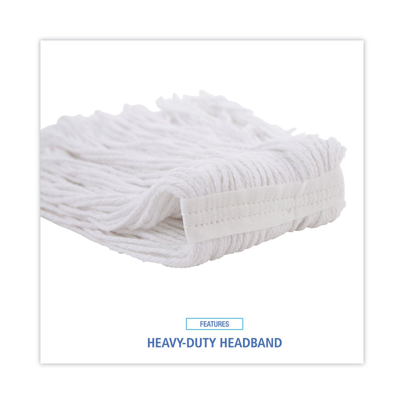 Boardwalk Mop Head, Value Standard Head, Rayon Fiber, Cut-End, Size No. 16, White, 12/Carton