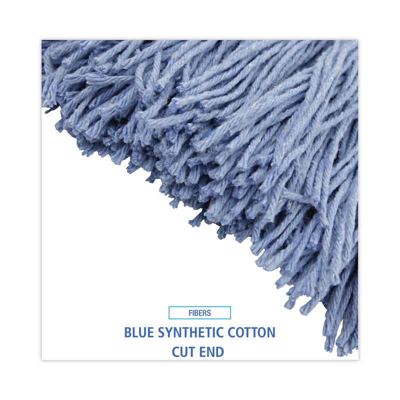 Boardwalk Mop Head, Standard Head, Cotton/Synthetic Fiber, Cut-End, #24, Blue, 12/Carton