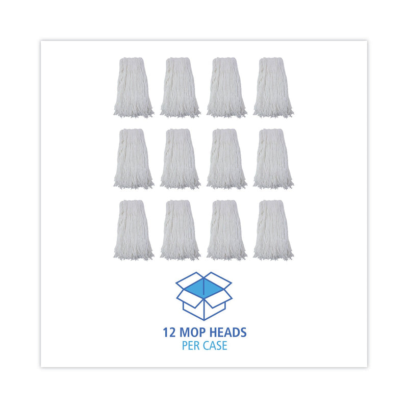 Boardwalk Cut-End Wet Mop Head, Rayon, No. 32, White, 12/Carton