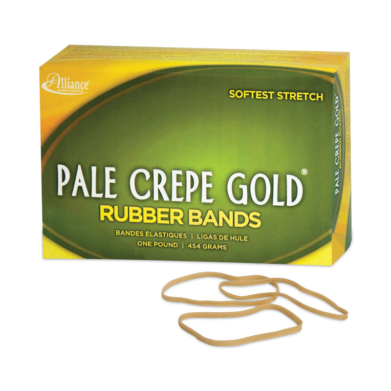 Alliance Pale Crepe Gold Rubber Bands, Size 33, 0.04" Gauge, Golden Crepe, 1 lb Box, 970/Box