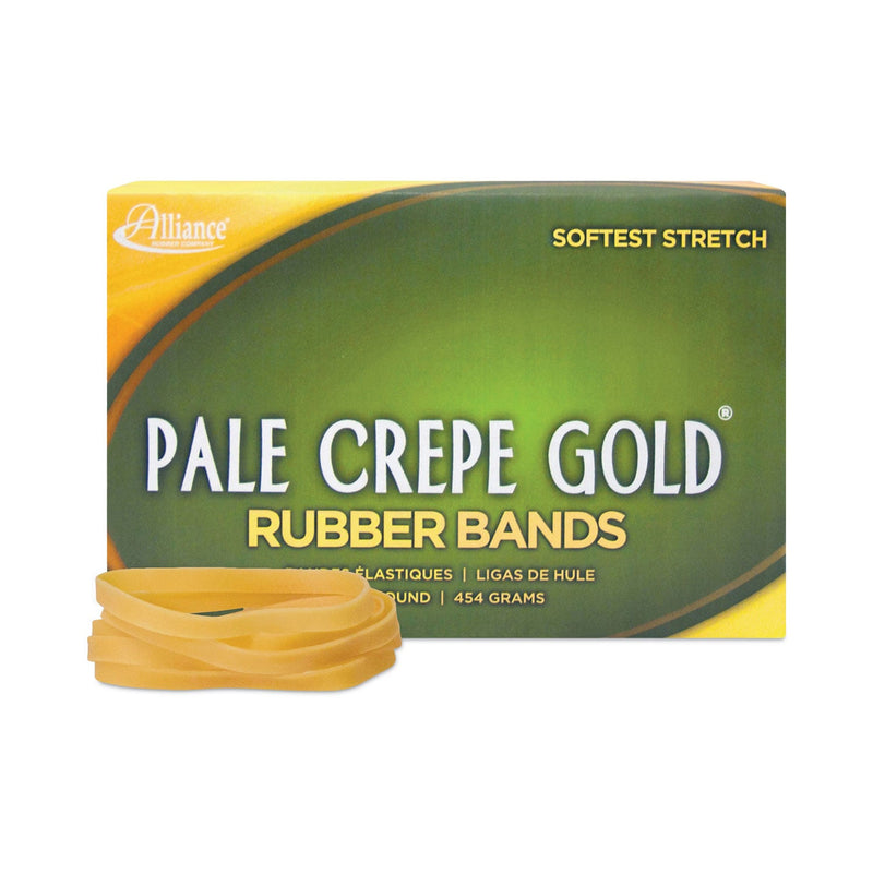 Alliance Pale Crepe Gold Rubber Bands, Size 64, 0.04" Gauge, Golden Crepe, 1 lb Box, 490/Box