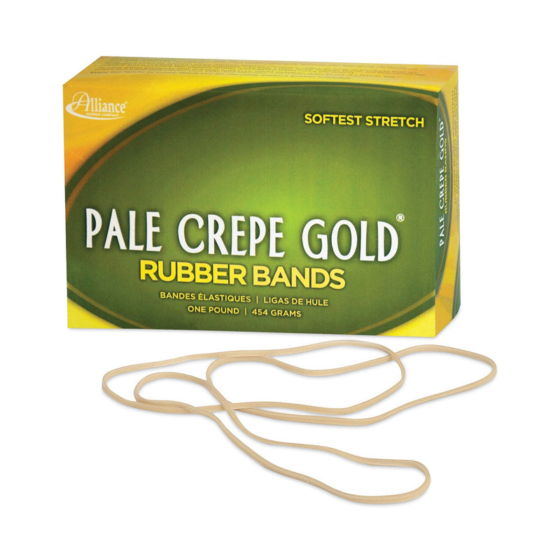 Alliance Pale Crepe Gold Rubber Bands, Size 117B, 0.06" Gauge, Golden Crepe, 1 lb Box, 300/Box