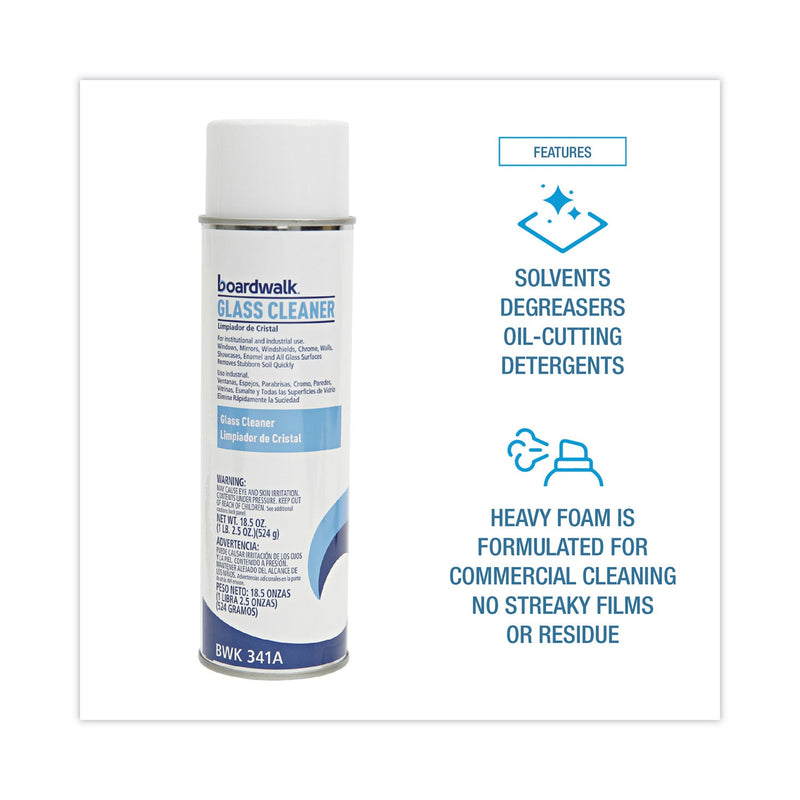 Boardwalk Glass Cleaner, Sweet Scent, 18.5 oz. Aerosol Spray, 12/Carton