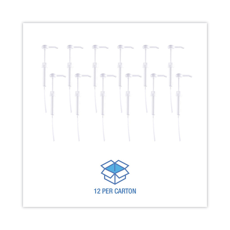 Boardwalk Siphon Pump, 1 oz/Pump, For 1 gal Bottles, Plastic, 12" Tube, White, 12/Carton