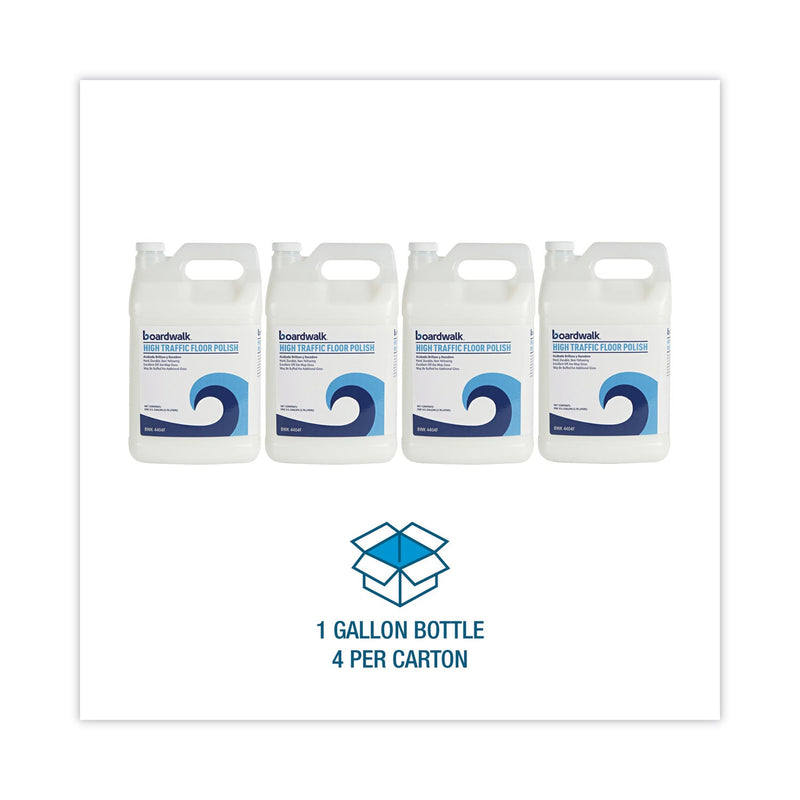 Boardwalk High Traffic Floor Polish, 1 gal Bottle, 4/Carton