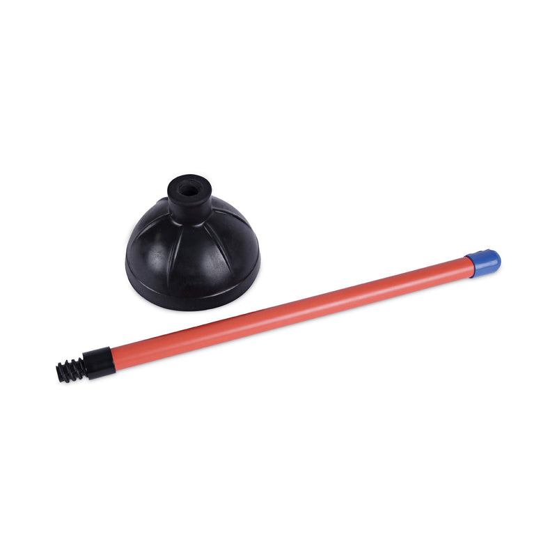 Boardwalk Toilet Plunger, 18" Plastic Handle, 5.63" dia, Red/Black
